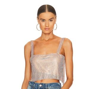 SNDYS AUDRINA EMBELLISHED SEQUIN REVOLVE CROP TOP XS